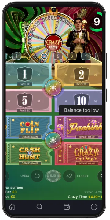 Crazy Time Italia_ Mobile game session overview screen 1