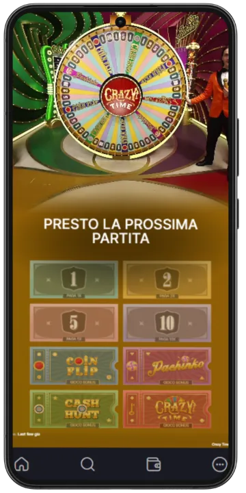 Crazy Time Italia_ Mobile game session overview screen 4